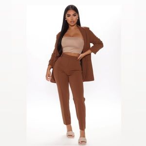 Tan Blazer Pant Set
